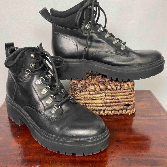Marc Fisher Lace Up Boots with Lug Soles Womens Size 9.5 - Picture 1 of 16